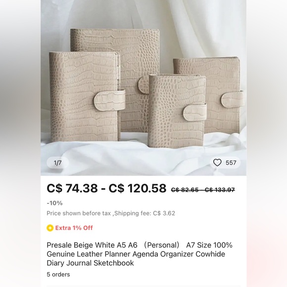 Pocket Rings Beige Croc Planner - Picture 4 of 4